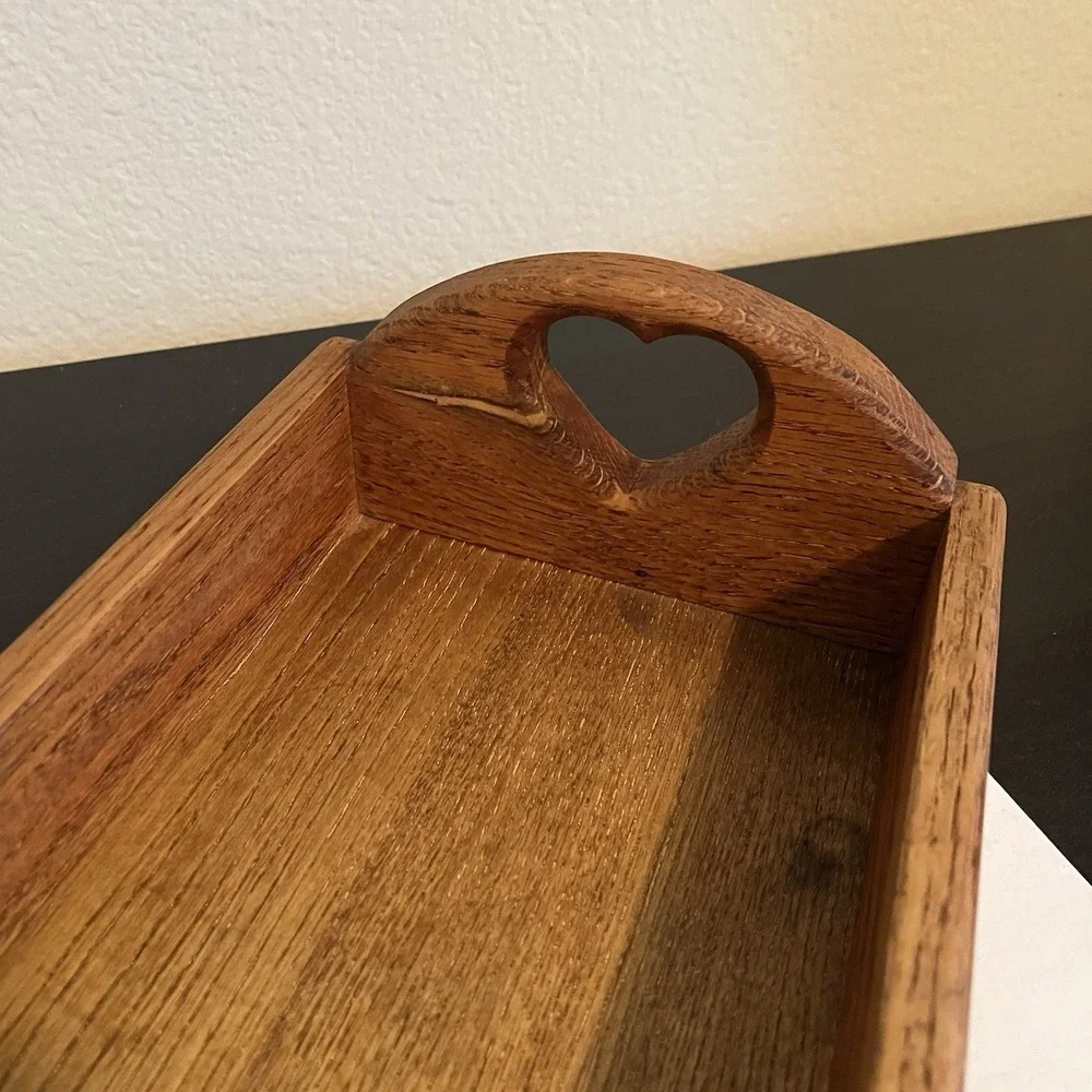 Vintage Handcrafted Wooden Heart Cutout Tray Organizer Country Farmhouse Cottage
